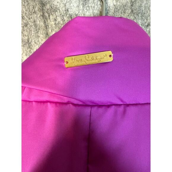 Lilly Pulitzer Kate Purple Gold Puffer Vest Floral Lining - Small Style 73540 - Picture 4 of 9